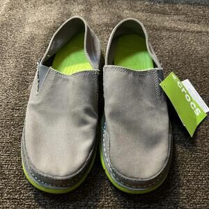 CROCS CABO LOAFER CHARCOAL VOLT GREEN RELAXED FIT SIZE 7 Men BNWT